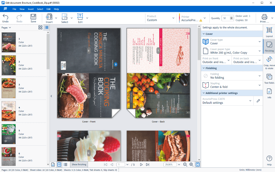 A operation screen of our printing workflow solution